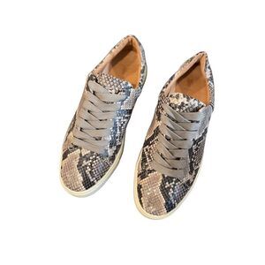 Frye Ivy Low Lace 7184 Snakeskin Gray Leather Lifestyle Sneakers Size 7M